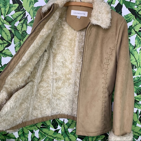 Y2K Liz Claiborne Coat Women's Size S Retro 00s Penny Lane Bratz Style Faux Fur - Picture 7 of 7